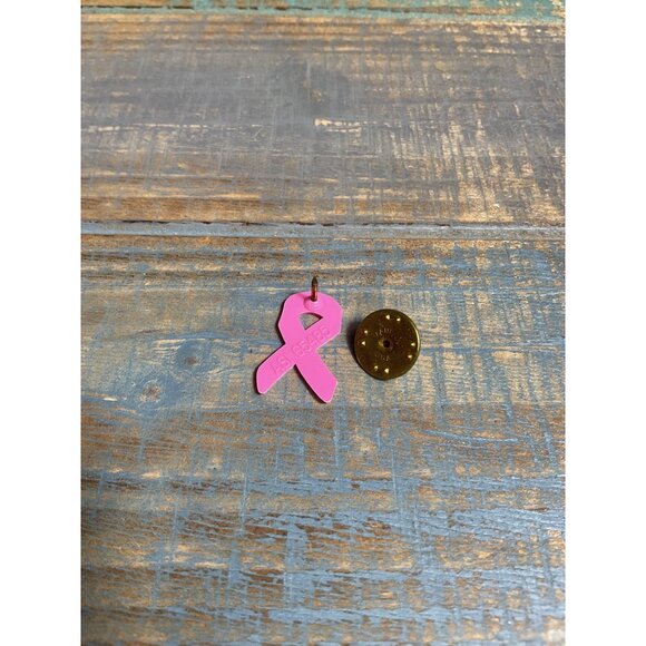 Breast Cancer Awareness Pink Ribbon Plastic Lapel Pin - Picture 2 of 4